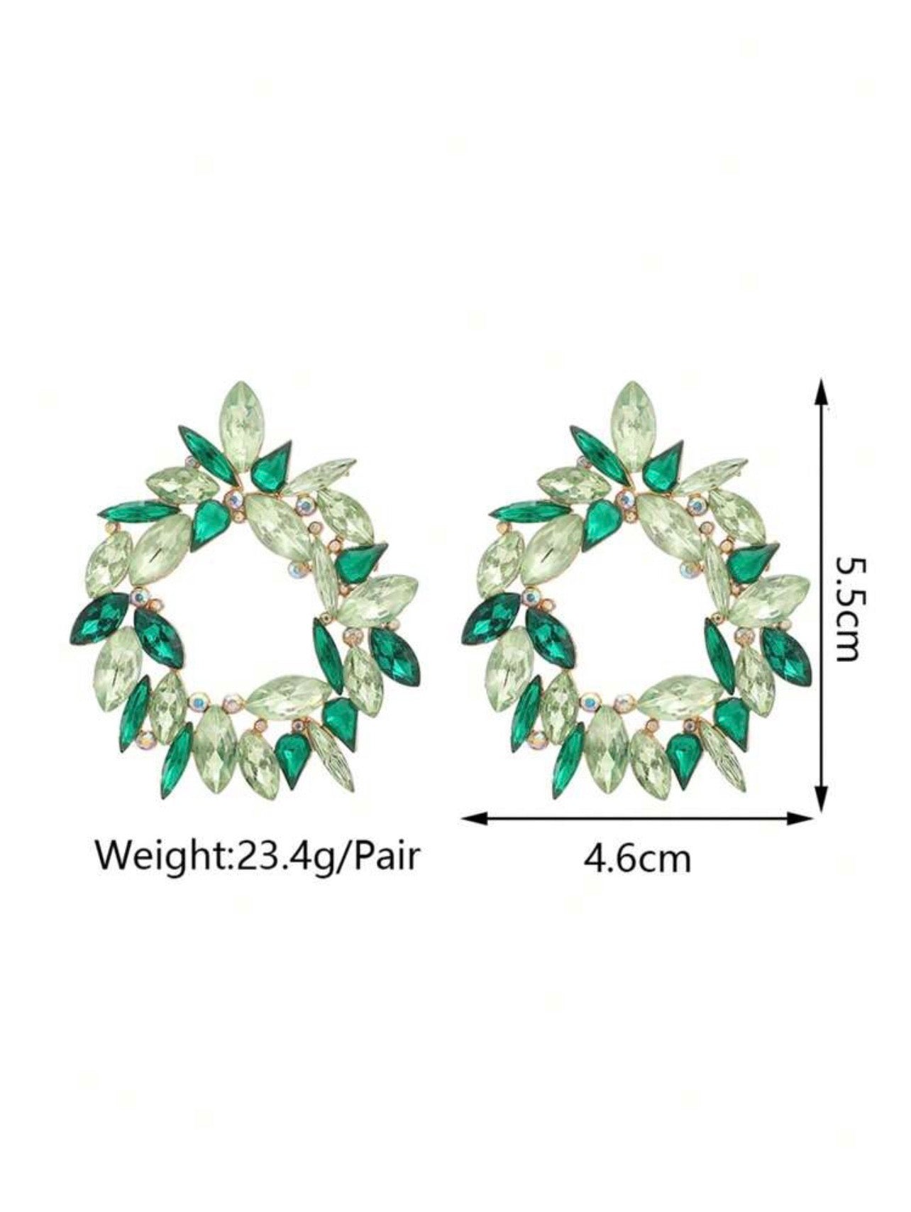 Boucles d’oreilles vertes avec perles, style frais et moderne
