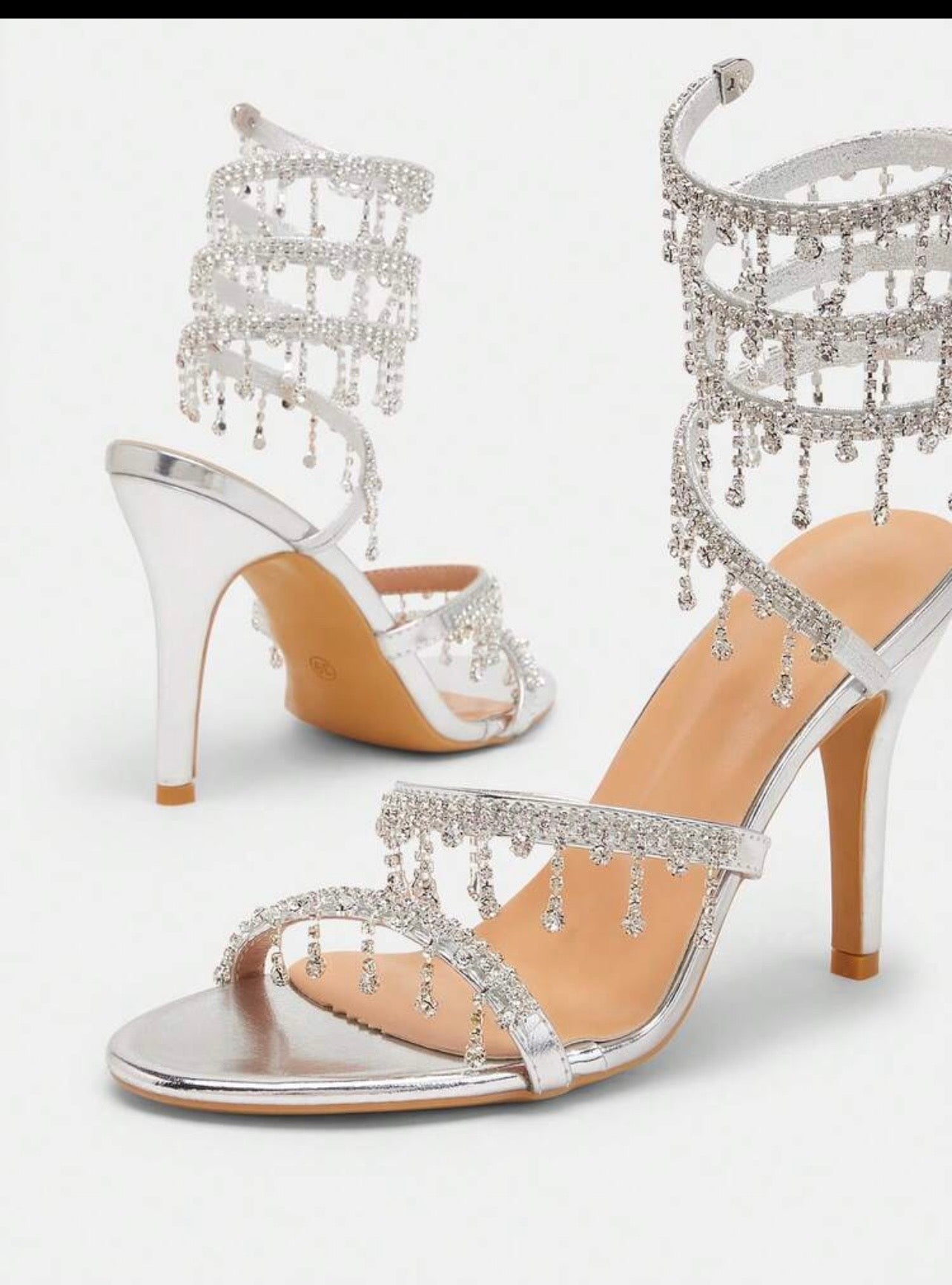Talons argentés brillants à bride fine